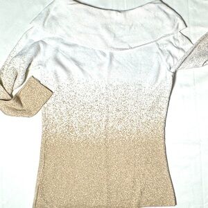 New York & Company Off-the-Shoulder Sweater - White and Gold